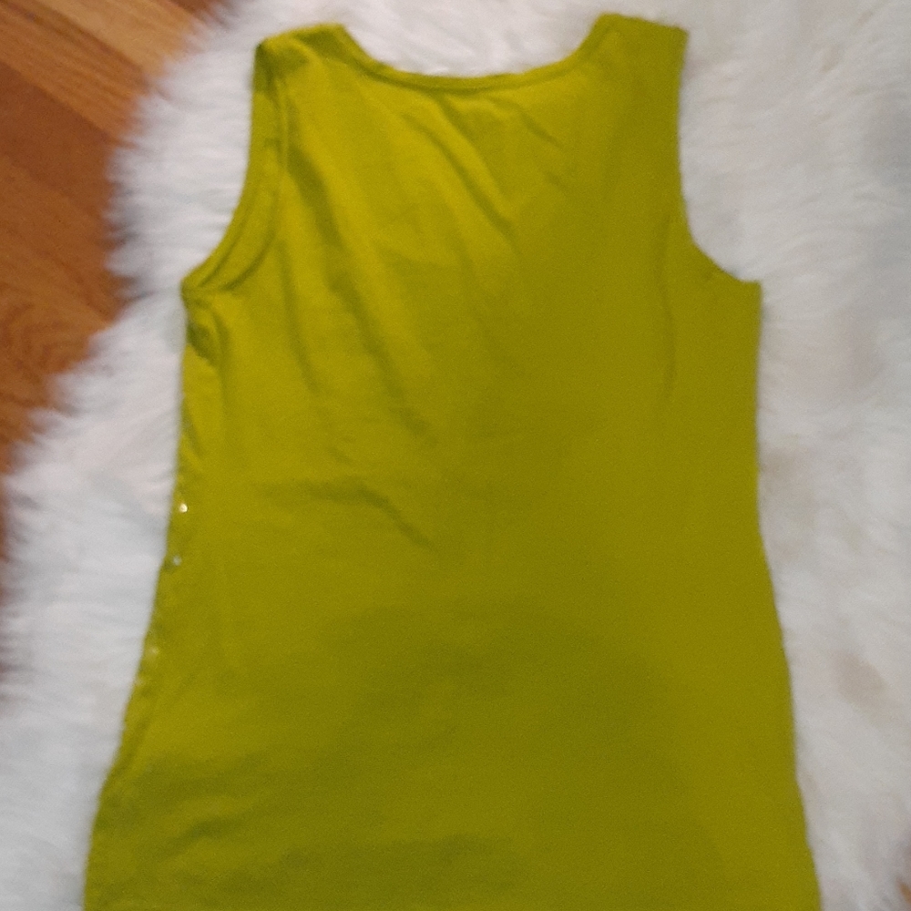 🐞Ann Taylor LOFT Brand Green Sequin Tank Top Sz S - Picture 2 of 7